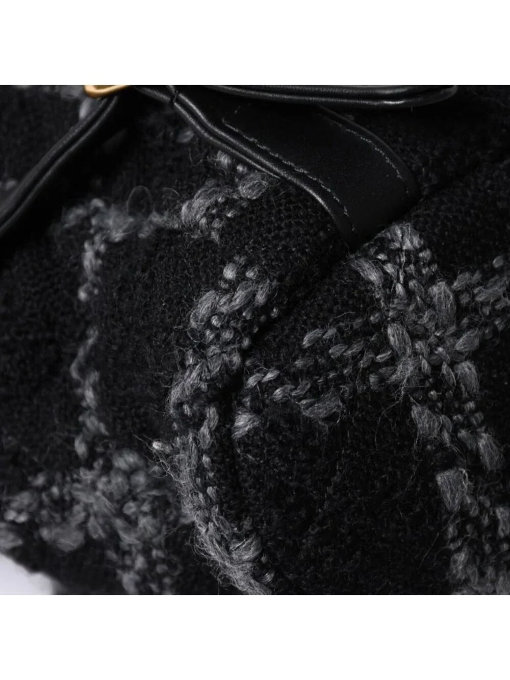 Chanel Tweed Dumas Backpack Base CC Logo Black Gray